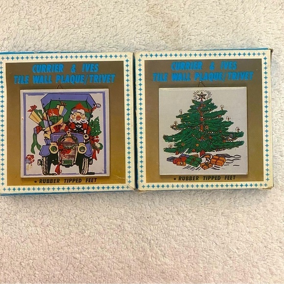 Currier & Ives Santa and Christmas Tree 4.5 x 4.5 Wall Art Tile Trivet Coasters - Picture 12 of 12